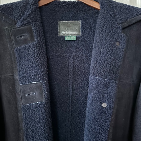 Vintage Ralp Lauren Blue Shearling Jacket Coat XL Genuine - Picture 11 of 12